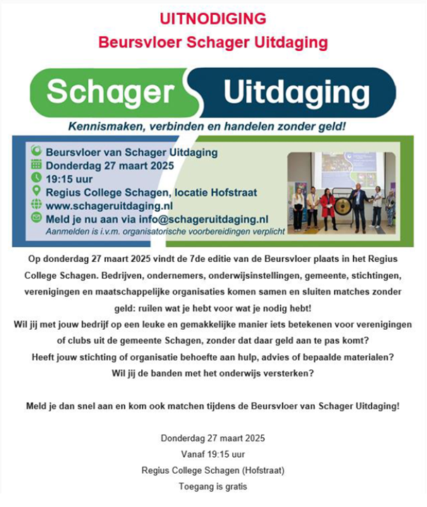 Beursvloer Schager Uitdaging 27 maart 19:15